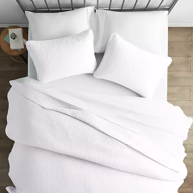 Bedspreads & Coverlets-Kirklands Home Herringbone Quilted 3-pc. King Coverlet Set White