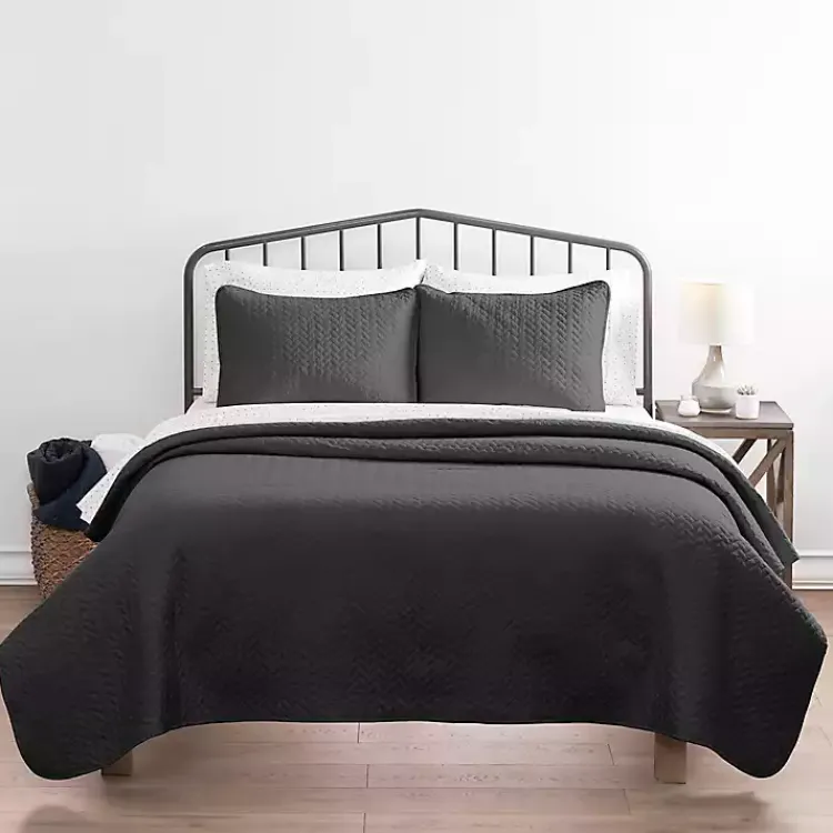 Bedspreads & Coverlets-Kirklands Home Herring Quilted 3-pc. King Coverlet Set Gray
