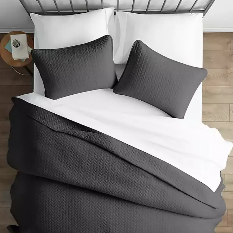 Bedspreads & Coverlets-Kirklands Home Herring Quilted 3-pc. Twin Coverlet Set Gray