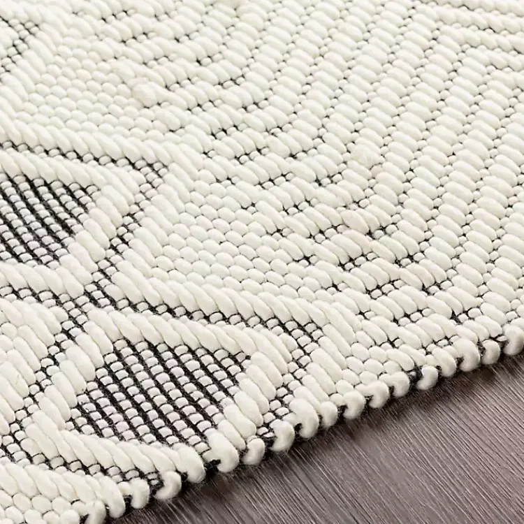 Area Rugs-Kirklands Home White and Black Diamond Tassel Wool Area Rug, 8x10