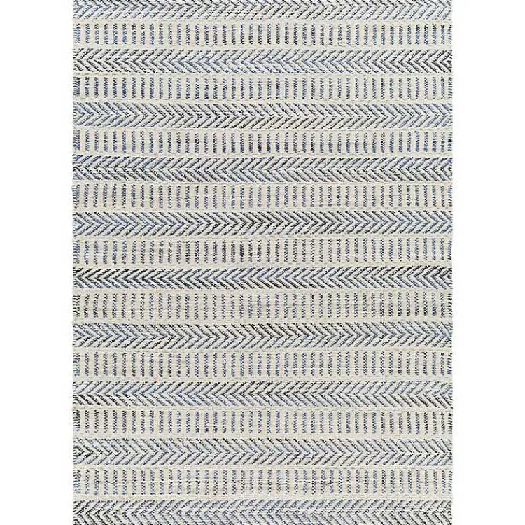 Area Rugs-Kirklands Home Blue and White Chevron Jute Area Rug, 8x10