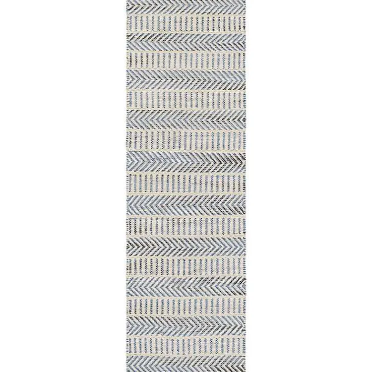 Area Rugs-Kirklands Home Blue and White Chevron Jute Runner, 2x8