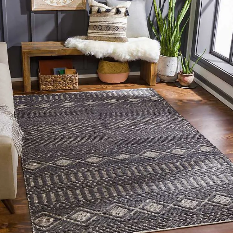 Area Rugs-Kirklands Home Diamond Jute Area Rug, 8x10 Black