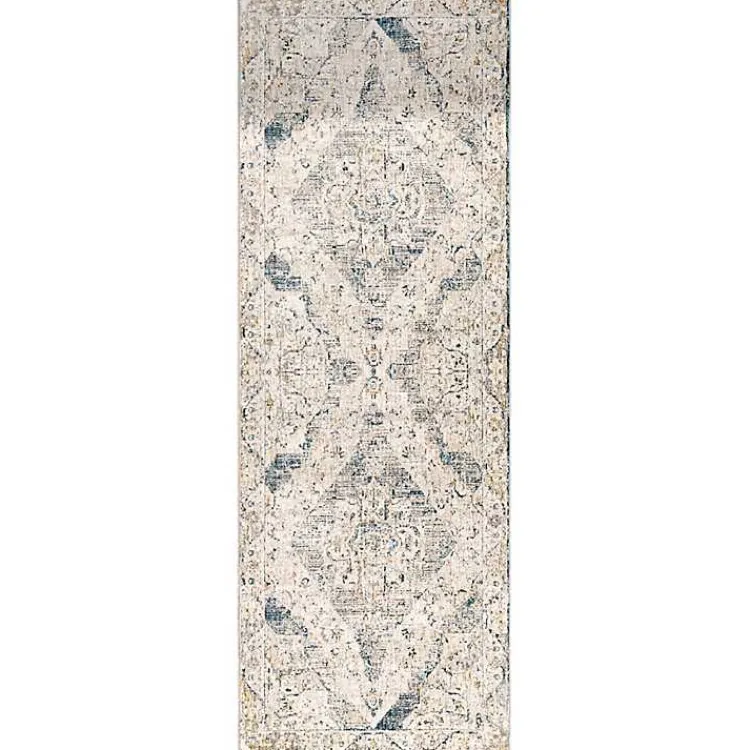 Area Rugs-Kirklands Home Blue Abstract Medallion Runner