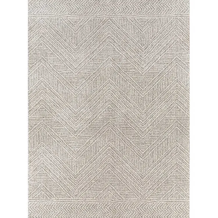 Area Rugs-Kirklands Home Cream and Gray Zig Zag Area Rug, 5x7