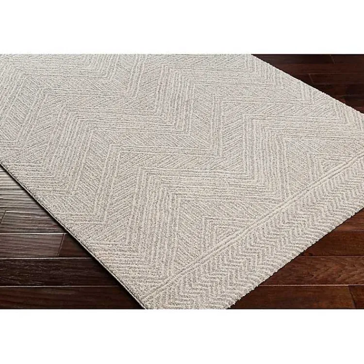 Area Rugs-Kirklands Home Cream and Gray Zig Zag Area Rug, 5x7