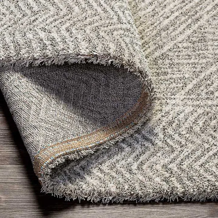 Area Rugs-Kirklands Home Cream and Gray Zig Zag Area Rug, 5x7