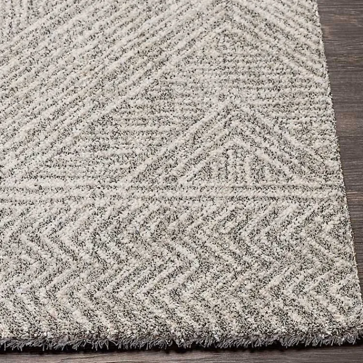 Area Rugs-Kirklands Home Cream and Gray Zig Zag Area Rug, 5x7