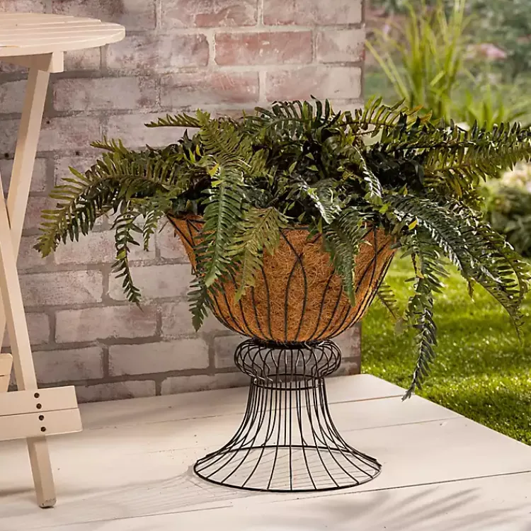 Planters-Kirklands Home Wire Hourglass Planter with Coco Mat Liner Black