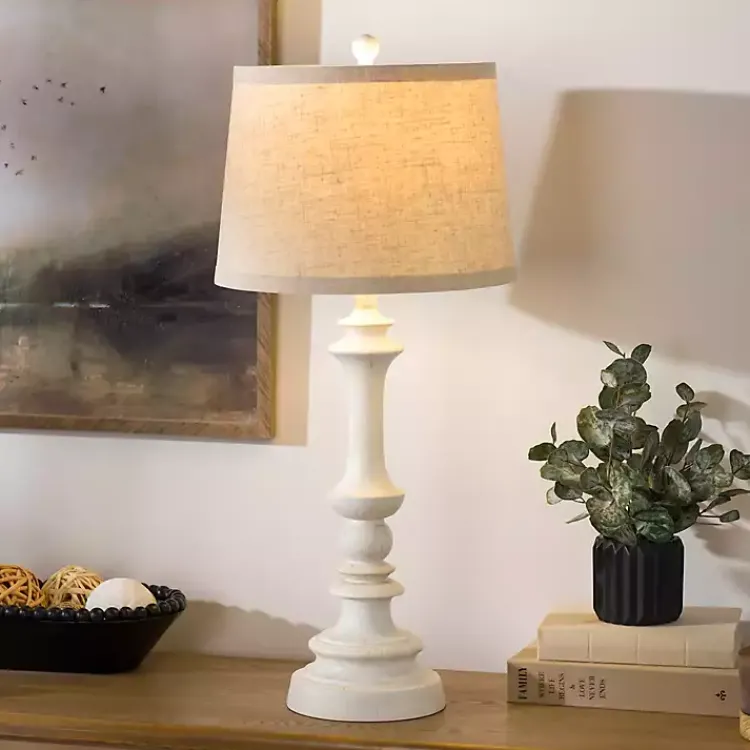 Table Lamps-Kirklands Home Savannah Spindle Table Lamp Ivory