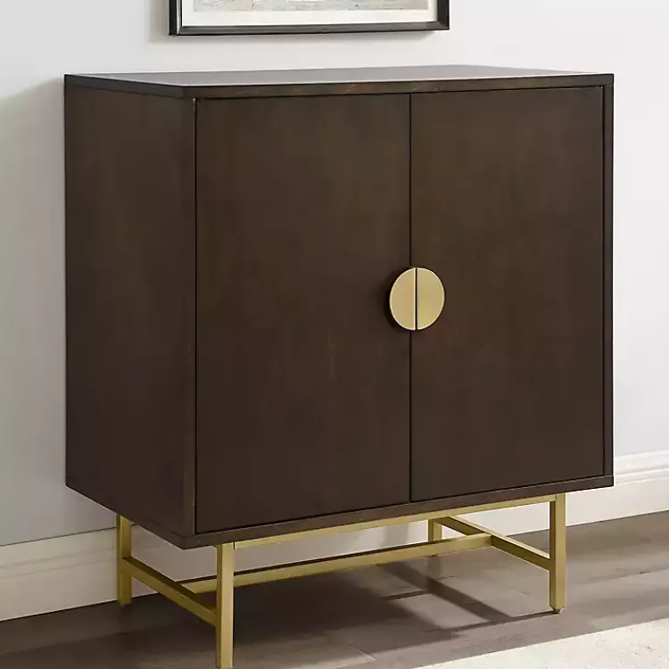Cabinets & Sideboards-Kirklands Home Brielle Golden Circle Wine Cabinet Brown