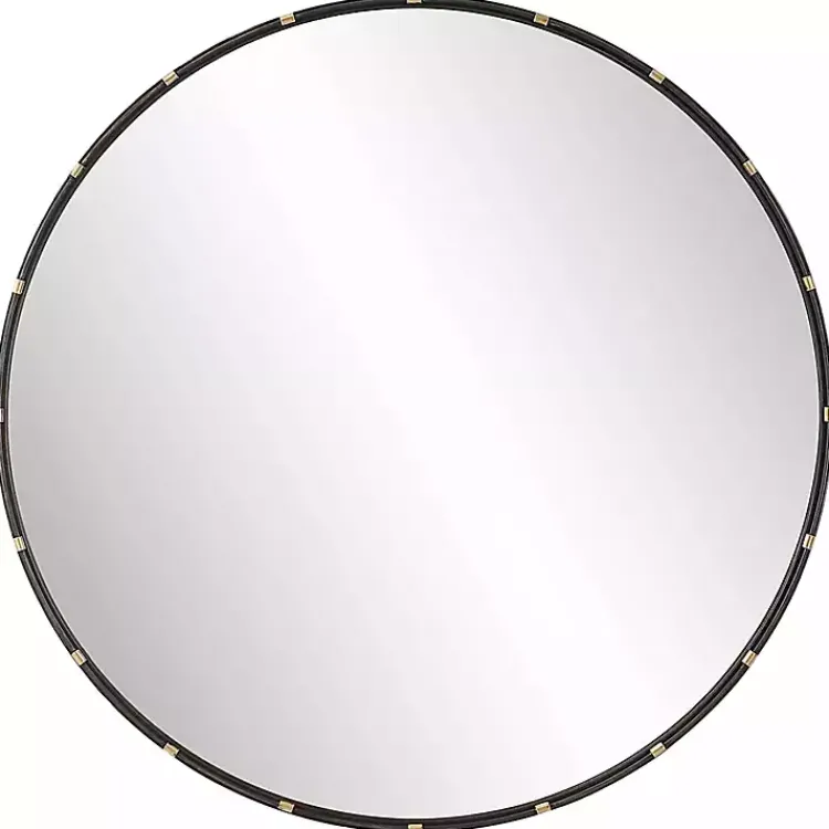 Decorative Mirrors-Kirklands Home Round Dark Bronze and Gold Wall Mirror