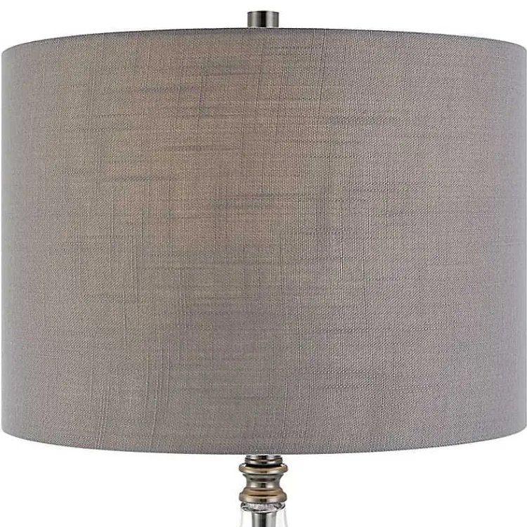 Table Lamps-Kirklands Home Antique Dark Nickel Cone Base Table Lamp Gray