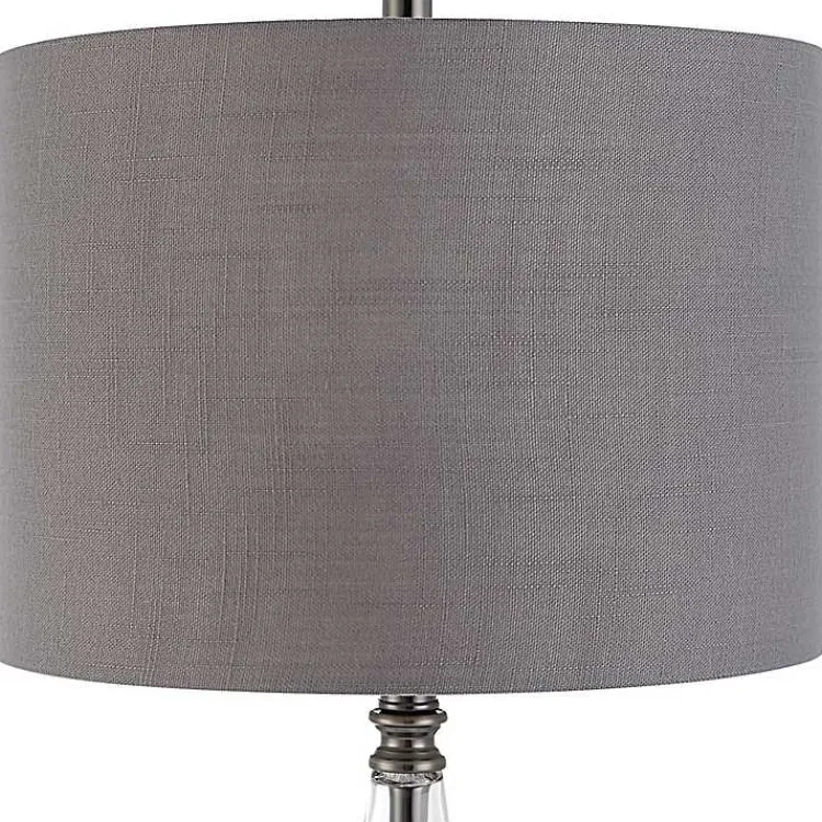 Table Lamps-Kirklands Home Antique Dark Nickel Cone Base Table Lamp Gray