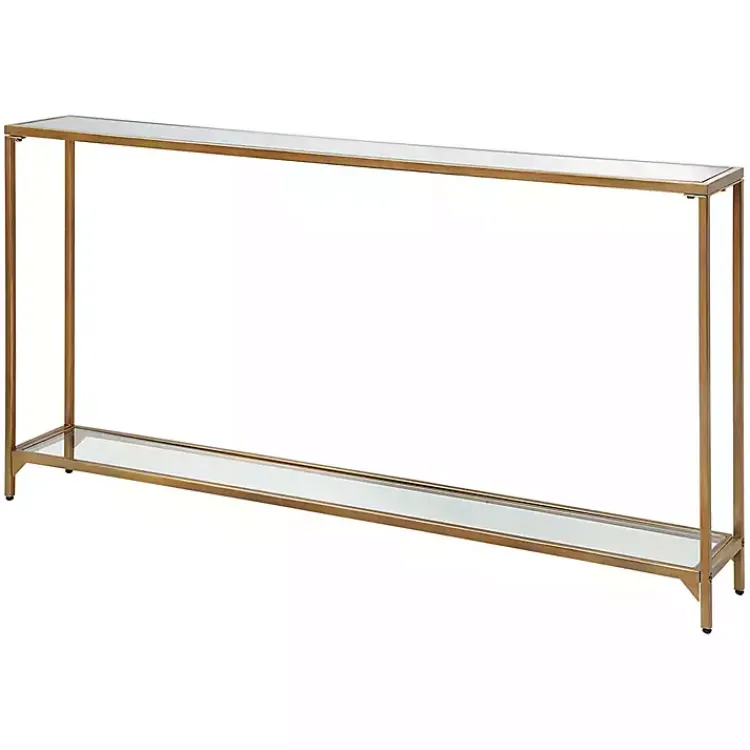 Entryway Furniture-Kirklands Home Warm en Mirrored Top Console Table Gold