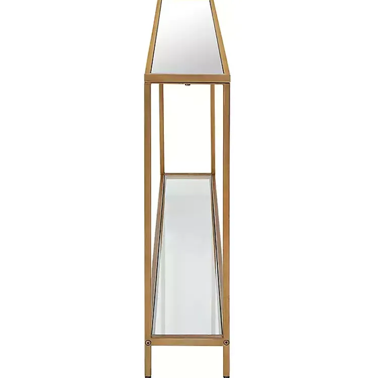 Entryway Furniture-Kirklands Home Warm en Mirrored Top Console Table Gold