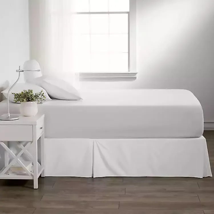 Bedding Essentials-Kirklands Home Pleated Microfiber Queen Bed Skirt White