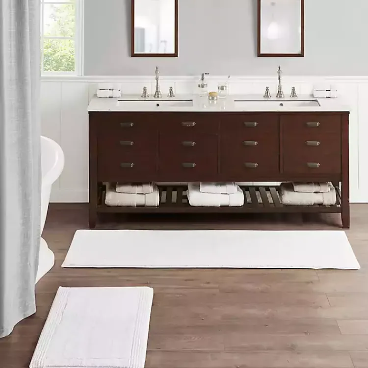 Bathroom Rugs-Kirklands Home Tufted Reversible Bath Mat, 34 in. White