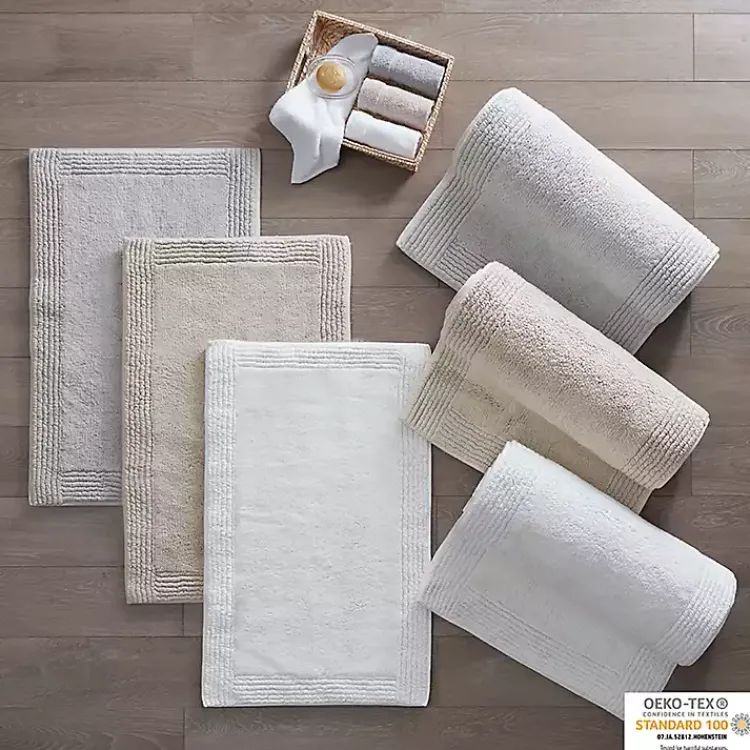 Bathroom Rugs-Kirklands Home Tufted Reversible Bath Mat, 34 in. White