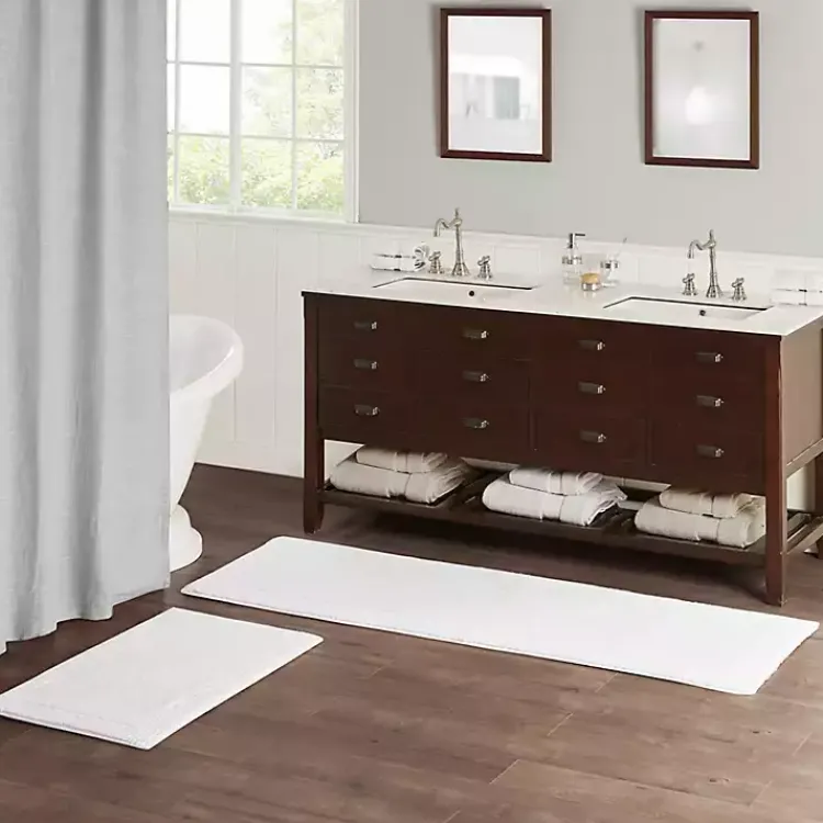 Bathroom Rugs-Kirklands Home Tufted Reversible Bath Runner White