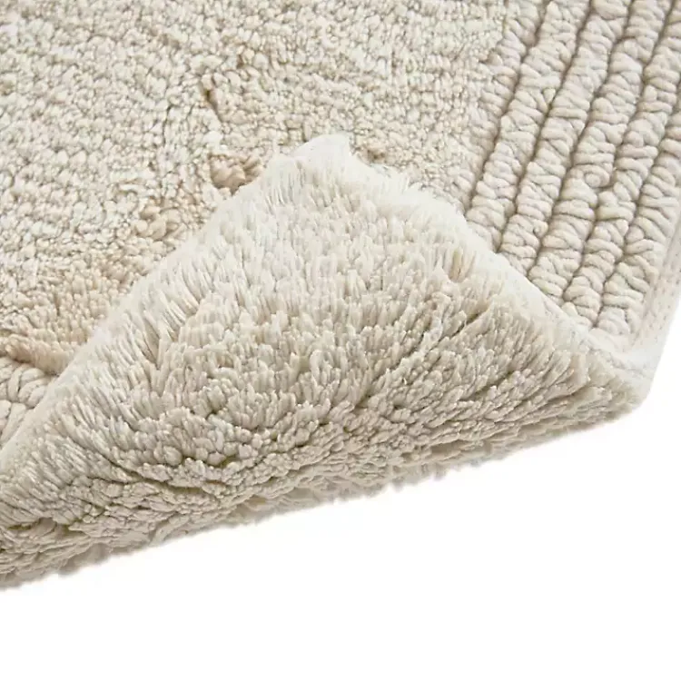Bathroom Rugs-Kirklands Home Taupe Tufted Reversible Cotton Bath Mat, 34 in. Tan