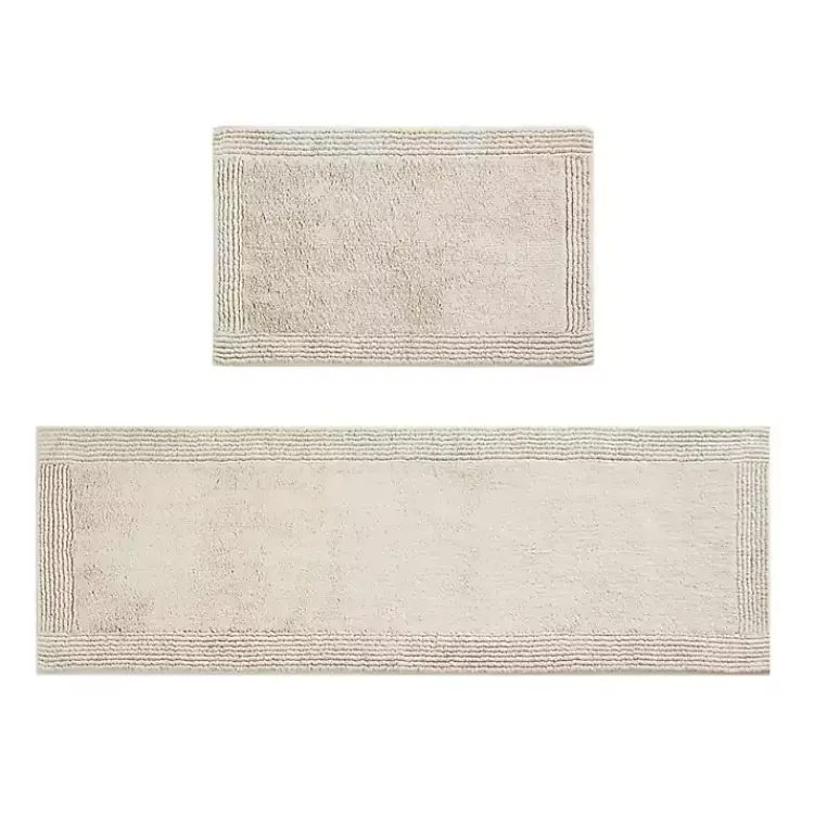 Bathroom Rugs-Kirklands Home Taupe Tufted Reversible Cotton Bath Mat, 72 in. Tan
