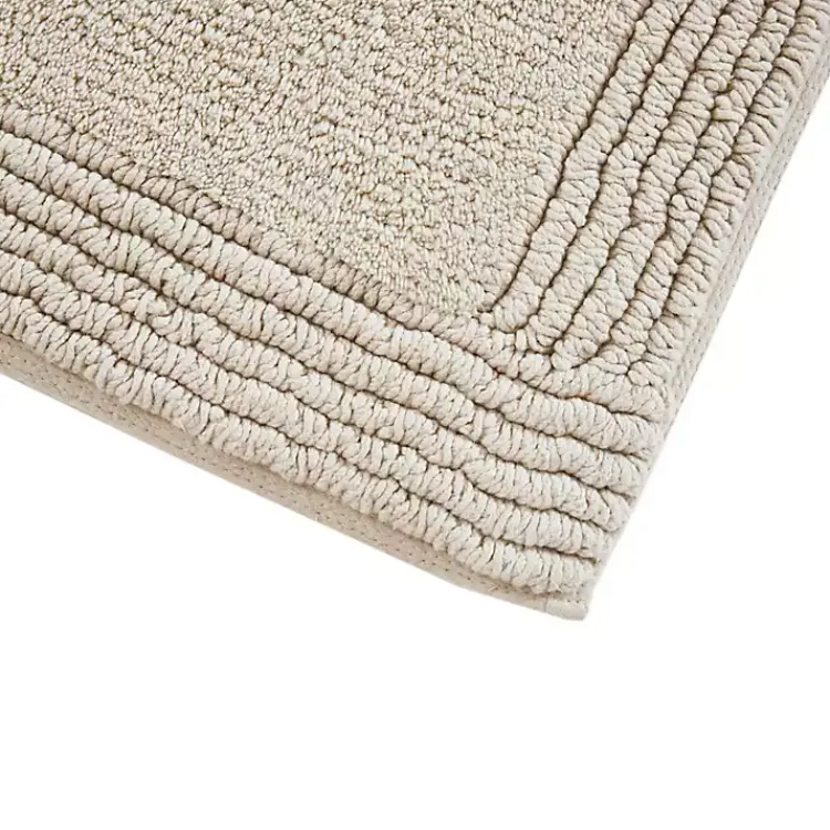 Bathroom Rugs-Kirklands Home Taupe Tufted Reversible Cotton Bath Mat, 72 in. Tan