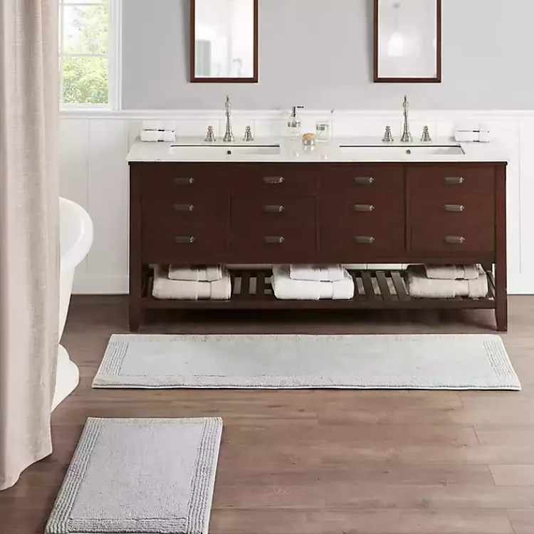 Bathroom Rugs-Kirklands Home Tufted Reversible Bath Mat, 34 in. Gray