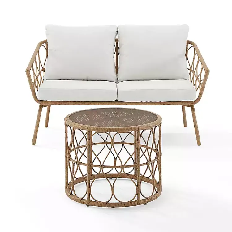 Outdoor Sets-Kirklands Home Woven Loop Rattan 2-pc. Outdoor Loveseat Set