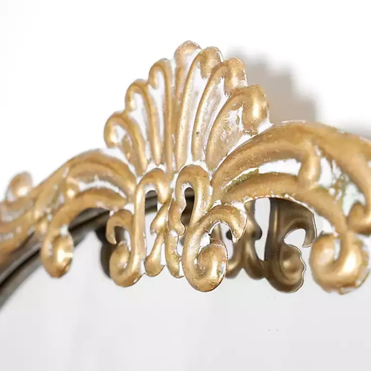 Decorative Mirrors-Kirklands Home Antique Gold Metal Ornate Arch Wall Mirror