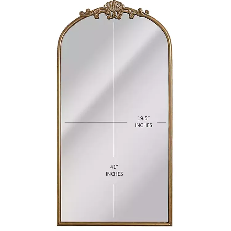 Decorative Mirrors-Kirklands Home Antique Gold Metal Ornate Arch Wall Mirror
