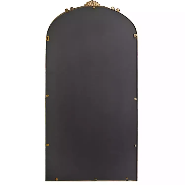 Decorative Mirrors-Kirklands Home Antique Gold Metal Ornate Arch Wall Mirror