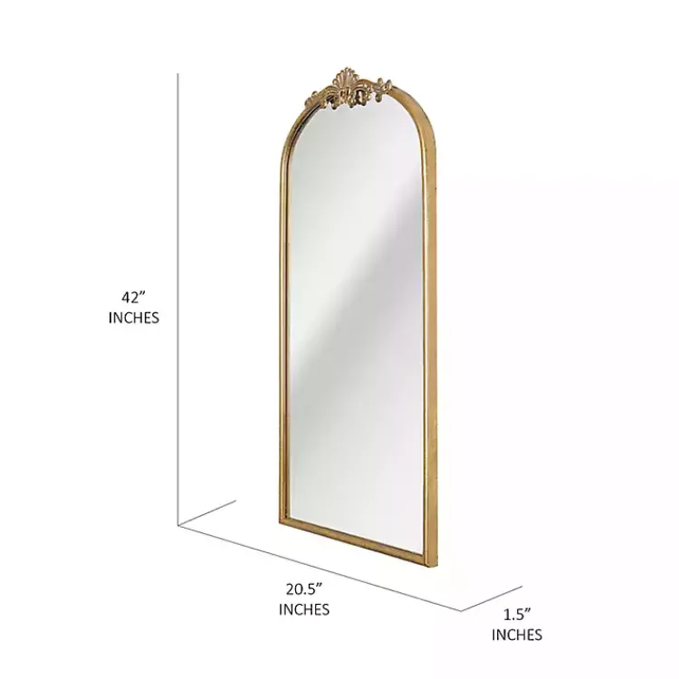 Decorative Mirrors-Kirklands Home Antique Gold Metal Ornate Arch Wall Mirror