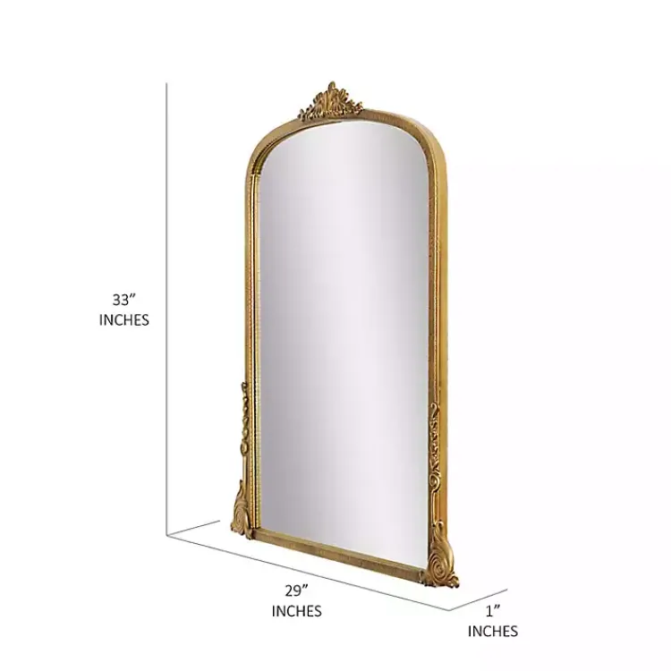 Decorative Mirrors-Kirklands Home Antique Gold Metal Baroque Arch Wall Mirror