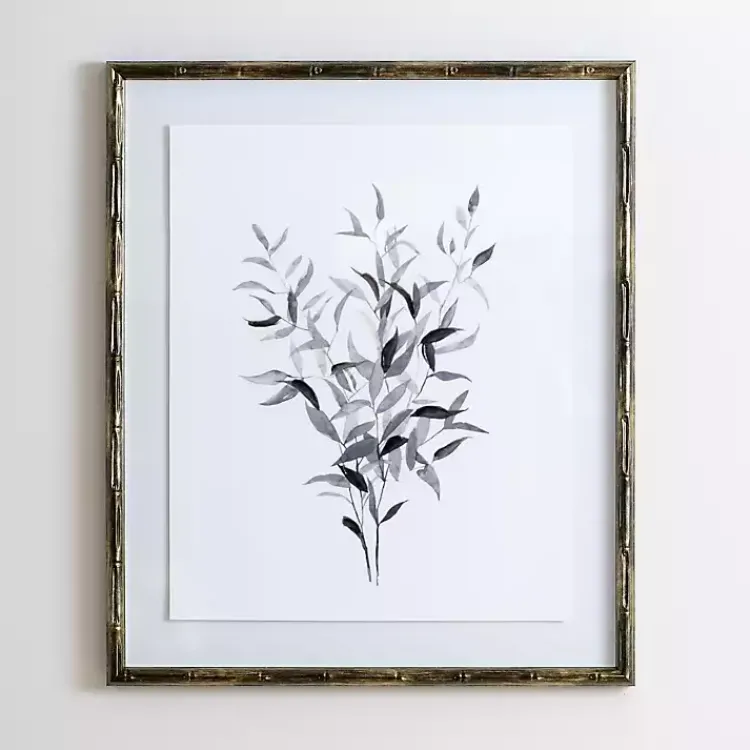 Framed Art-Kirklands Home Watercolor Bamboo Leaves Framed Art Print