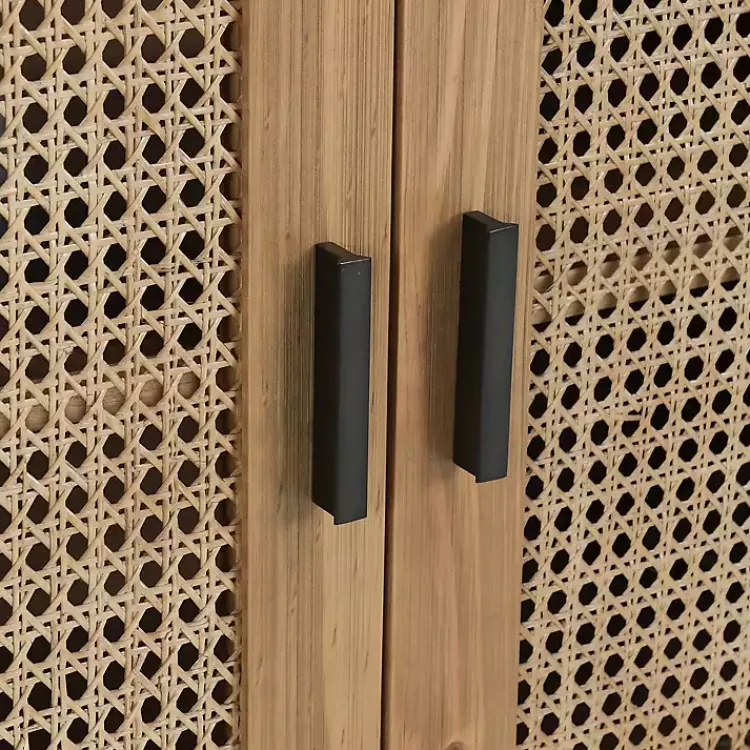 Cabinets & Sideboards-Kirklands Home Reclaimed Pine and Woven Cane Cabinet