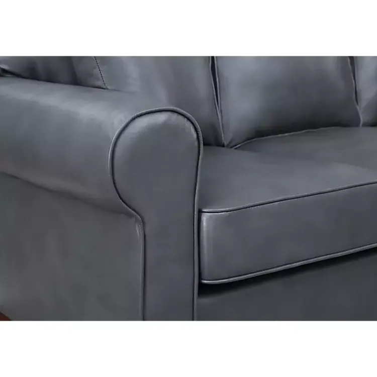 Sofas & Loveseats-Kirklands Home Faux Leather Rolled Arm Sectional Gray
