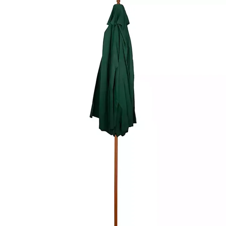 Outdoor Accent Furniture-Kirklands Home Hunter 8 ft. Wooden Pulley Umbrella Green