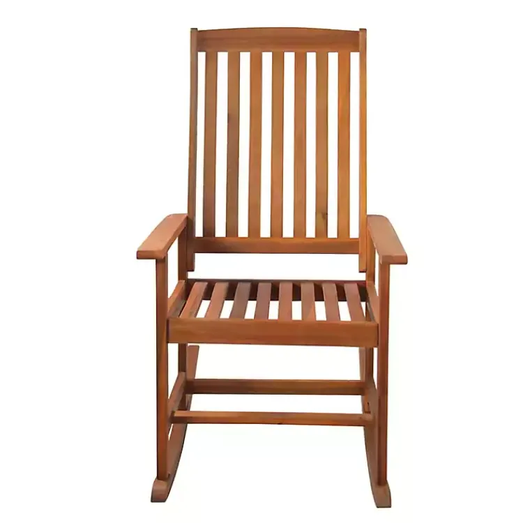 Outdoor Seating-Kirklands Home Warm Acacia Wood Rocking Chair Brown
