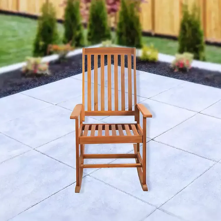 Outdoor Seating-Kirklands Home Warm Acacia Wood Rocking Chair Brown
