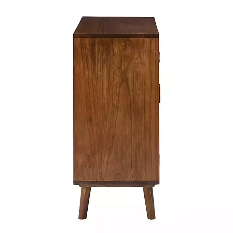 Cabinets & Sideboards-Kirklands Home Cherry Wood Frame Rattan Front Cabinet Brown