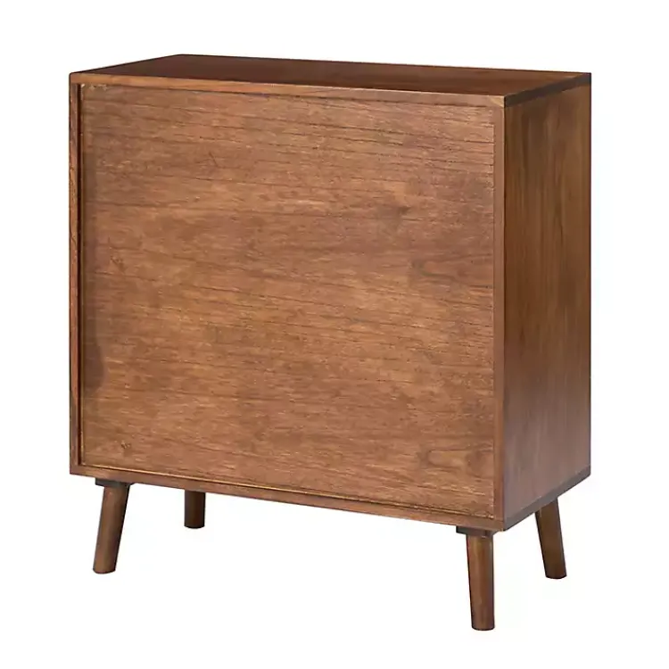 Cabinets & Sideboards-Kirklands Home Cherry Wood Frame Rattan Front Cabinet Brown