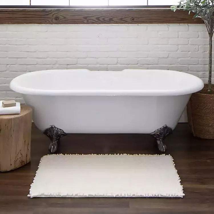 Bathroom Rugs-Kirklands Home Arctic Lofty Pile Chenille Bath Mat, 34 in. White