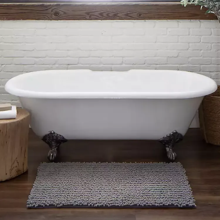 Bathroom Rugs-Kirklands Home Stone Lofty Pile Chenille Bath Mat, 34 in. Gray