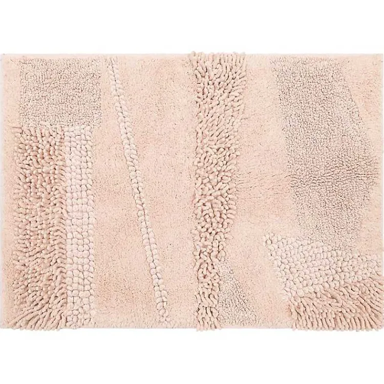 Bathroom Rugs-Kirklands Home Petal Blush Asymmetrical Cotton Bath Mat, 60 in. Pink