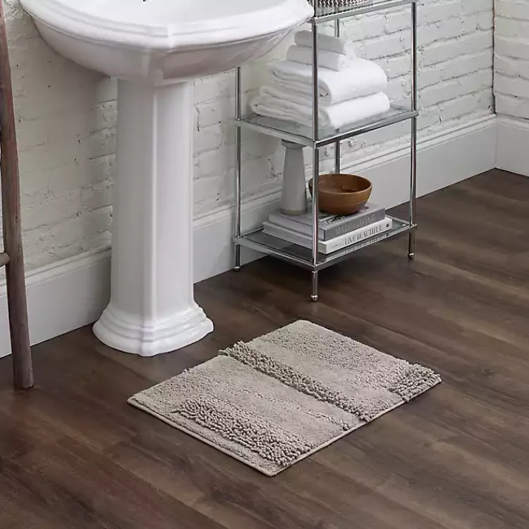 Bathroom Rugs-Kirklands Home Asymmetrical Cotton Bath Mat, 34 in. Gray