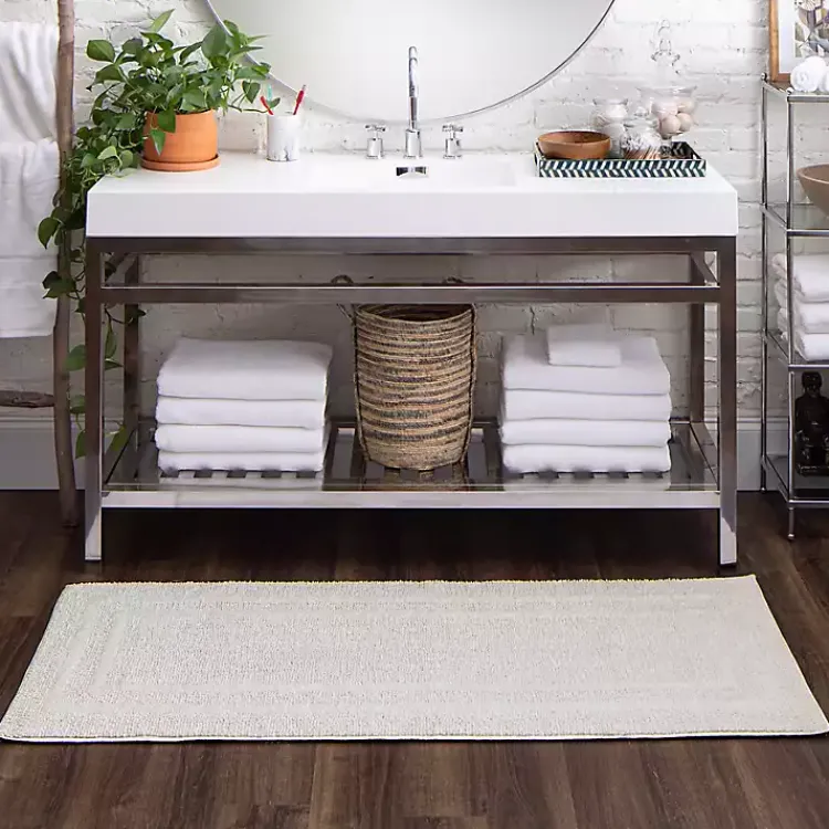 Bathroom Rugs-Kirklands Home Arctic Plush Reversible Cotton Bath Mat, 60 in. White