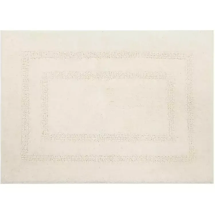 Bathroom Rugs-Kirklands Home Creme Plush Reversible Cotton Bath Mat, 45 in. Ivory