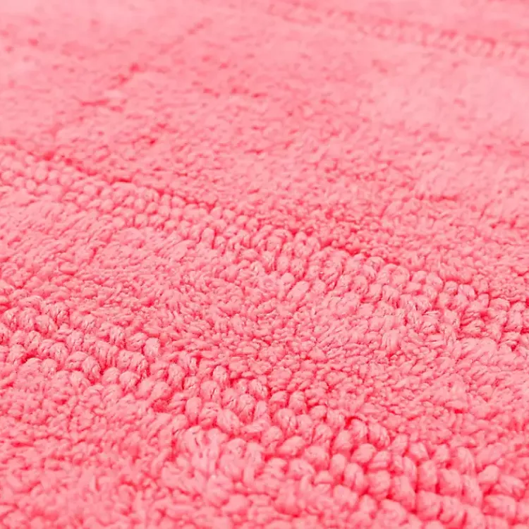 Bathroom Rugs-Kirklands Home Fiesta Plush Reversible Cotton Bath Mat, 60 in. Pink