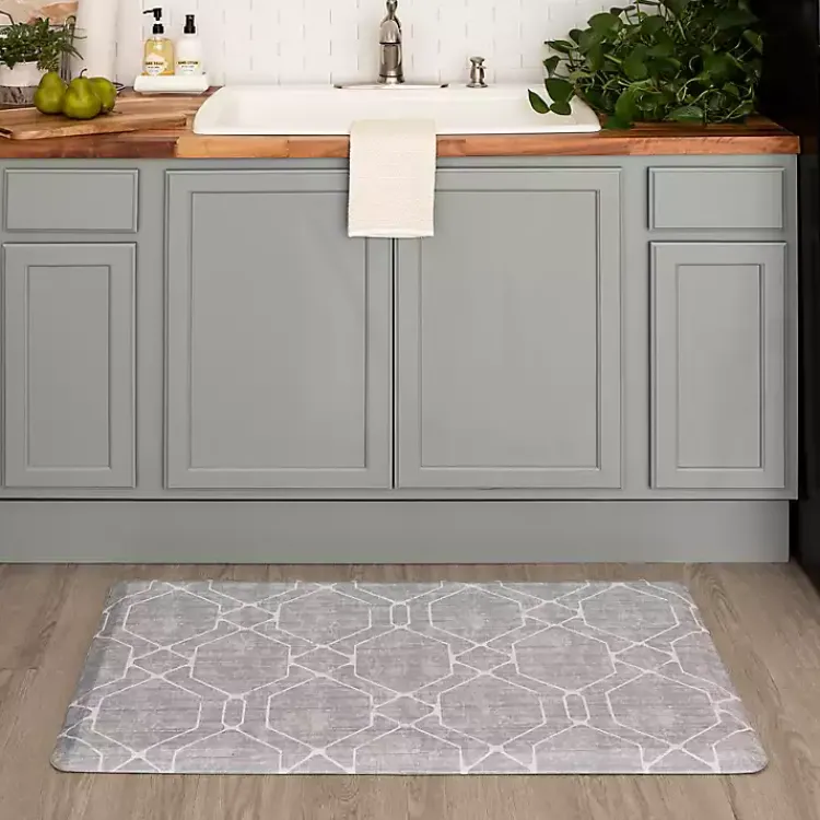 Kitchen & Floor Mats-Kirklands Home Diamond Cushioned Kitchen Mat Gray